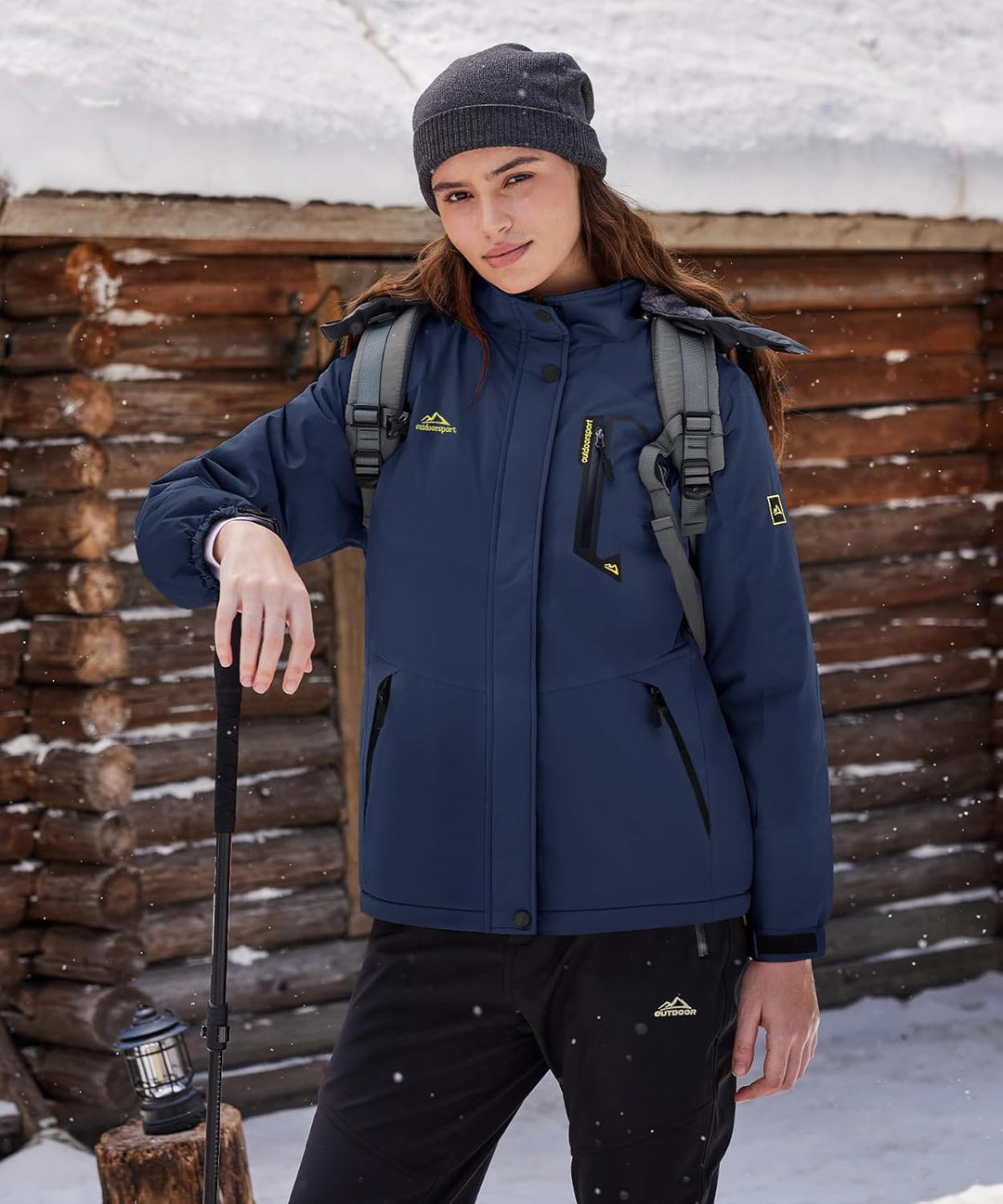 TACVASEN Damen Übergangsjacke Warm Winterjacke Gefüttert Wanderjacke Ski Jacket mit Wasserdichtem Re