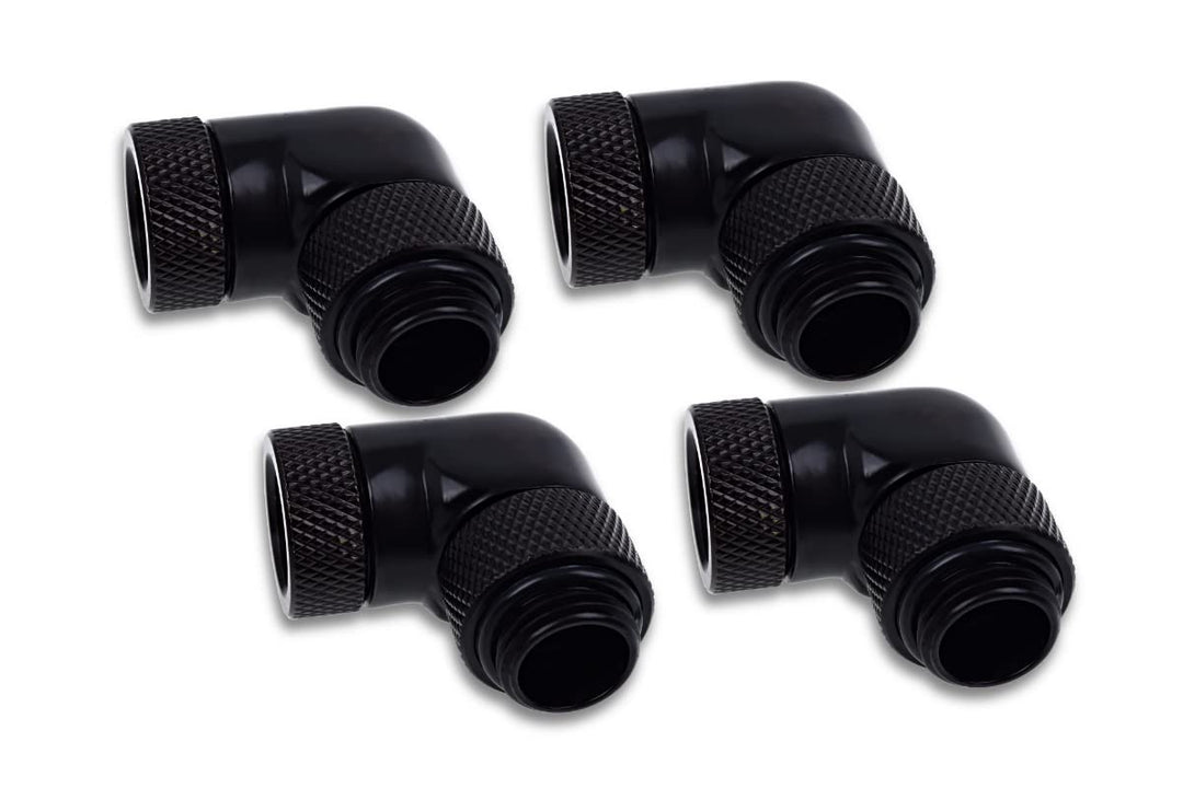 Alphacool 17618 Eiszapfen Winkeladapter 90° drehbar G1/4 AG auf G1/4 IG - 4pcs Set Deep Black Anschl