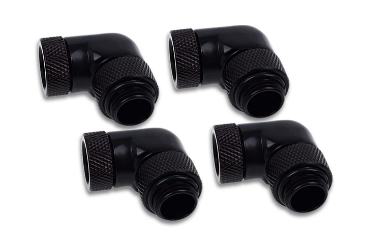 Alphacool 17618 Eiszapfen Winkeladapter 90° drehbar G1/4 AG auf G1/4 IG - 4pcs Set Deep Black Anschl