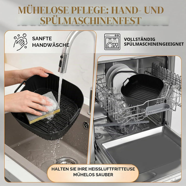 3 Stück Airfryer Silikon Zubehör für Ninja Crispi Pro AS101 Spritzschutzgitter + Silikonauskleidung