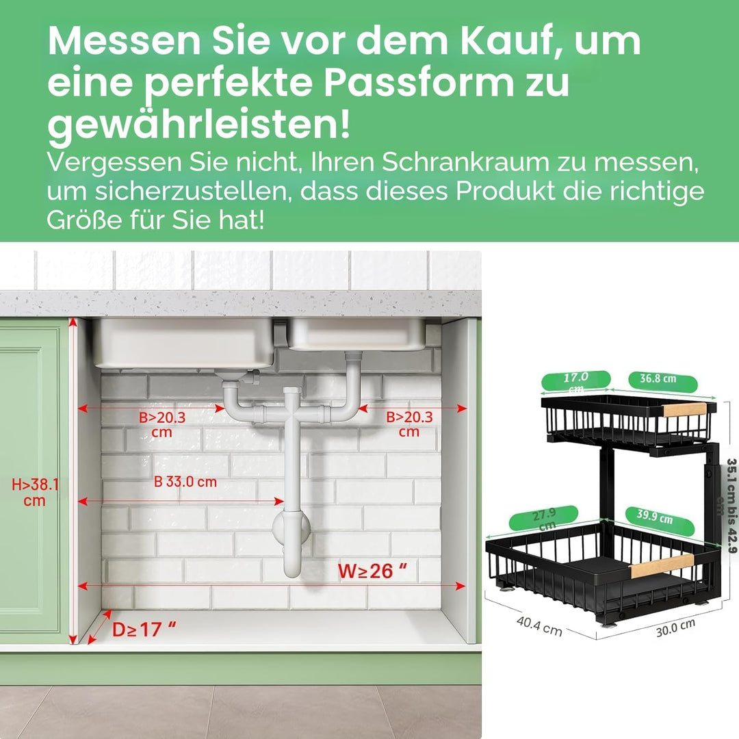 Kitstorack Metall Spülschrank Organizer, 1 Stück Unter Waschbecken Regal Organizer, 2-stufig Herausg