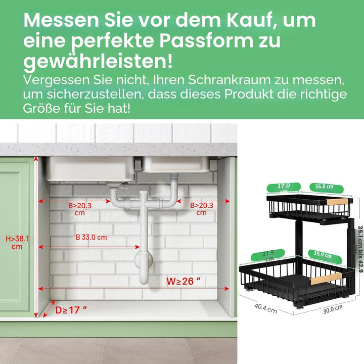Kitstorack Metall Spülschrank Organizer, 1 Stück Unter Waschbecken Regal Organizer, 2-stufig Herausg