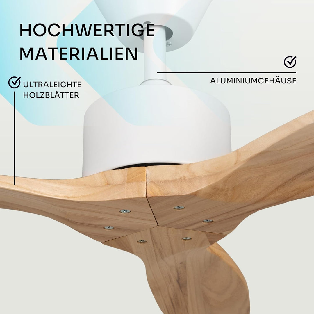 Mellerware - Deckenventilator mit Brizy-Fernbedienung! | 45 W | 6 Geschwindigkeitsstufen | extrem le