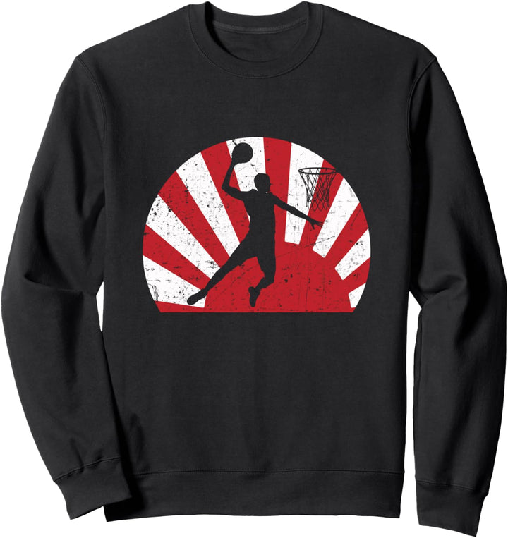 Japanischer Basketball Retro-Sonnenuntergang Sweatshirt