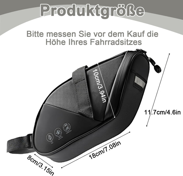 Wasserdichte Fahrradsatteltasche mit Reflektorstreifen – Langlebige Sattel-Pouch für Mountain-, Stra