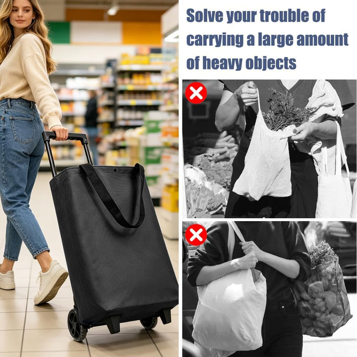 Einkaufstrolley Treppensteiger, Trolly Einkaufswagen Klappbar, 30L Grosse Einkaufstasche auf Rollen,