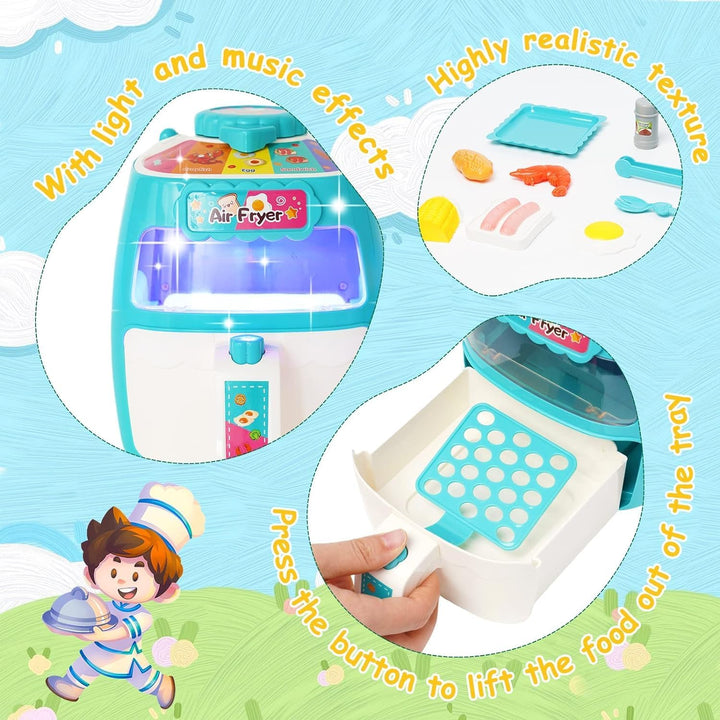 Heissluftfritteuse Spielzeug, Kinder Luftfritteusen Set, Pretend Play Air Fryer Spielzeug, Realistis