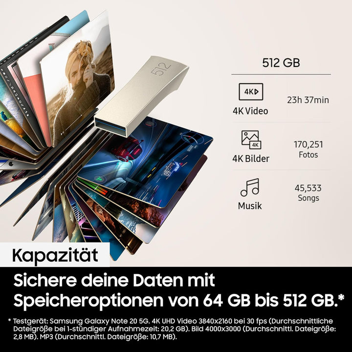 Samsung BAR Plus USB-Stick Typ-A, 512 GB, 400 MB/s Lesen, 110 MB/s Schreiben, Widerstandsfähiger USB