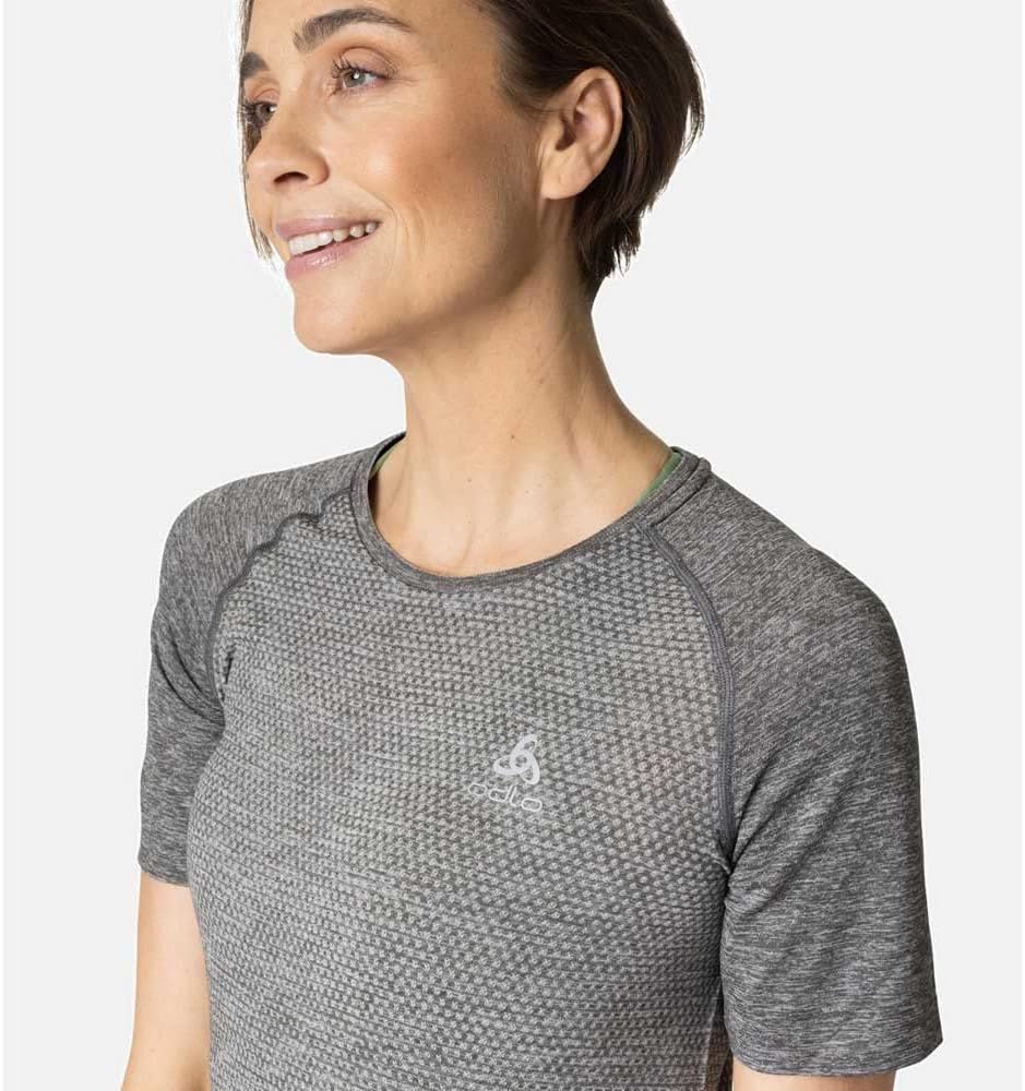 Odlo Damen Essentials Seamless_313941 Kurzarm Laufshirt (1er Pack), XS Stone Grey Melange