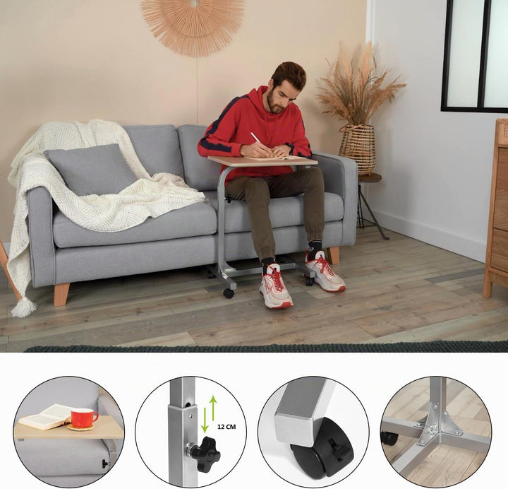 MEUBLE COSY Laptoptisch Höhenverstellbar mit Rollen Laptopständer Beistelltisch Sofatisch Nachttisch