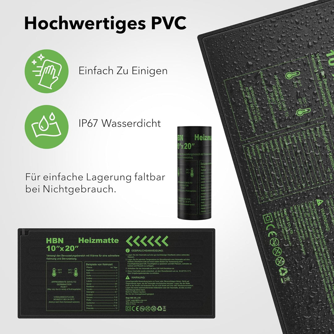 HBN Pflanzen Heizmatte Wärmematte Wärmeplatte für Sämling und Samen, 17.5W, Zimmergewächshaus Anzuch