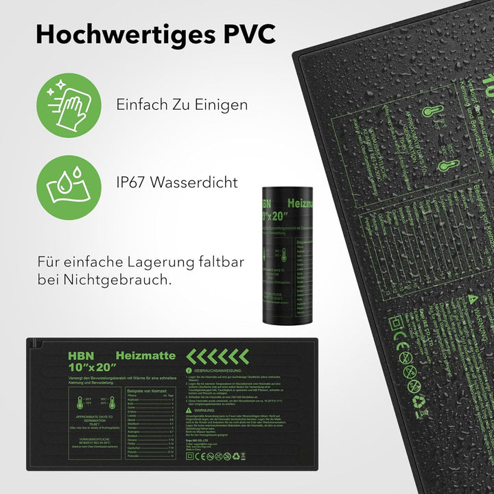 HBN Heizmatte 2er Set Wärmematte Wärmeplatte für Sämling und Samen, 17.5W, Zimmergewächshaus Anzucht