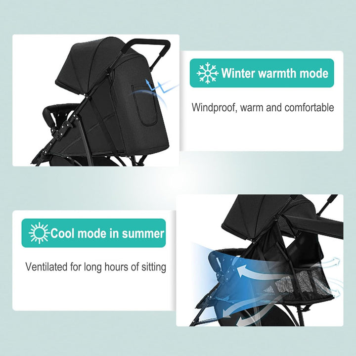 Sinbide Kinderwagen, Kinder Buggy, Zusammenklappen mit einer Hand, Kinderbuggy mit Liegefunktion, Fu