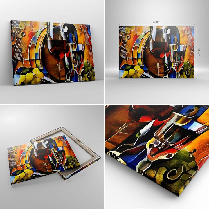 Bilder auf Leinwand Wein Abstraktion Leinwandbild mit Rahmen 70x50cm Wandbilder Dekoration Wohnzimme