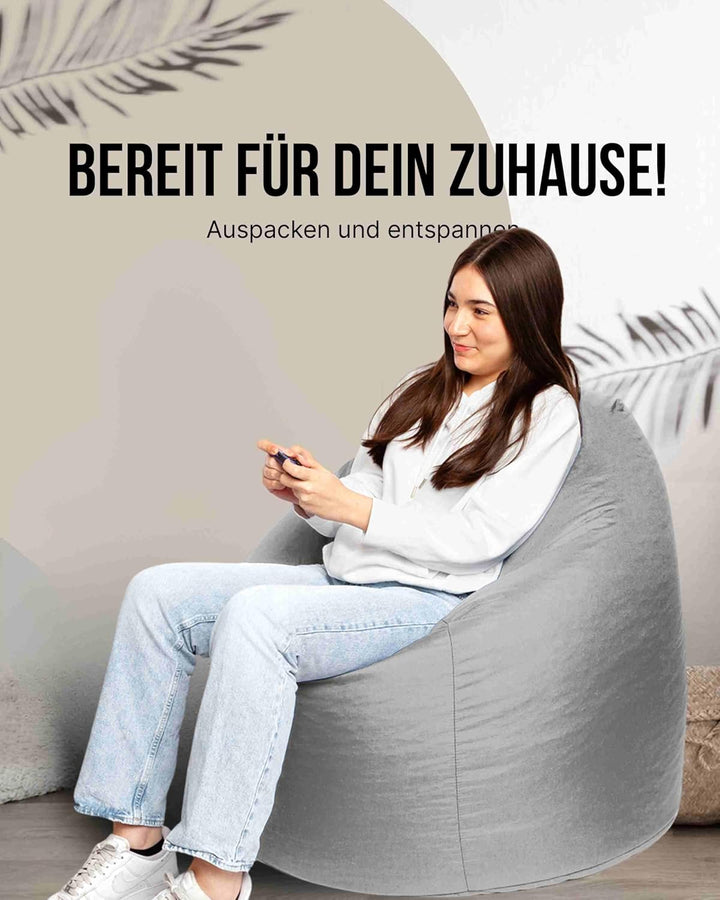 PATCH HOME Patchhome Sitzsack Tropfenform mit Reissverschluss Nachfüllbar - für In &amp; Outdoor - mit S