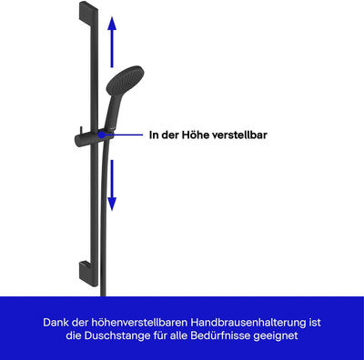 Duravit Universal Duschsystem, Duschset mit Strahlart Rain, Duschstange (700 mm) mit höhenverstellba