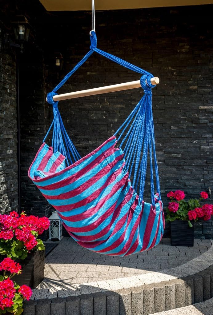 Zolta Hängematte grosser brasilianischer Hängestuhl Sessel Belastbarkeit bis 100 kg Relax + Kissen (