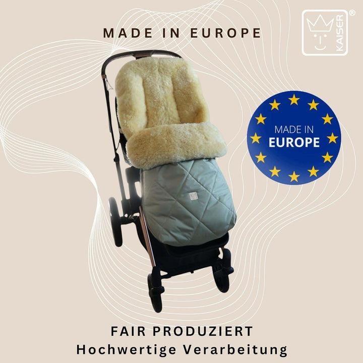 Kaiser Coosy Lammfell Kinderwagen Fusssack, 85 x 45 cm, Universal Passform (salbei green), salbei gr