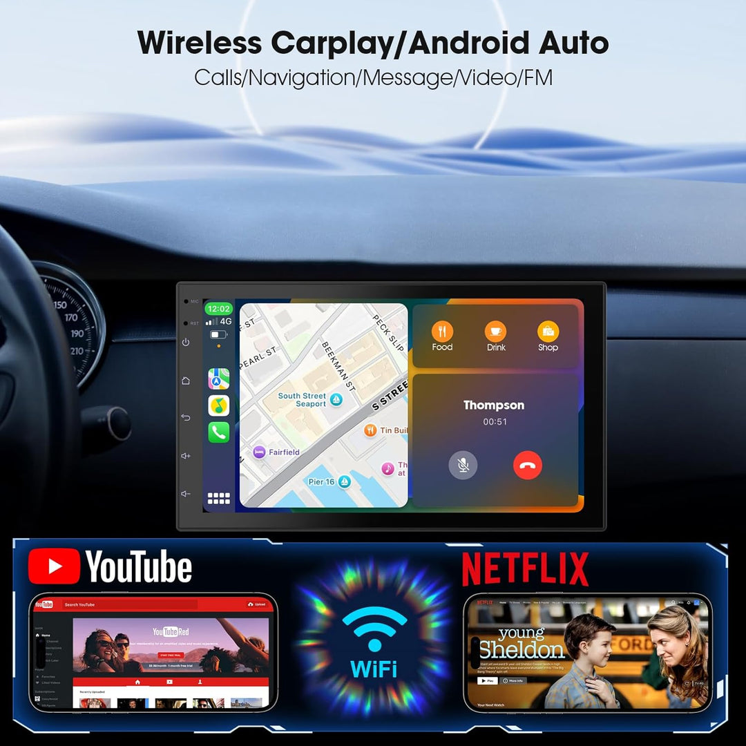 7 Zoll 2Din CarPlay Bildschirm,für Apple CarPlay & Android Auto,Rückfahrkamera, Mirror Link, Bluetoo
