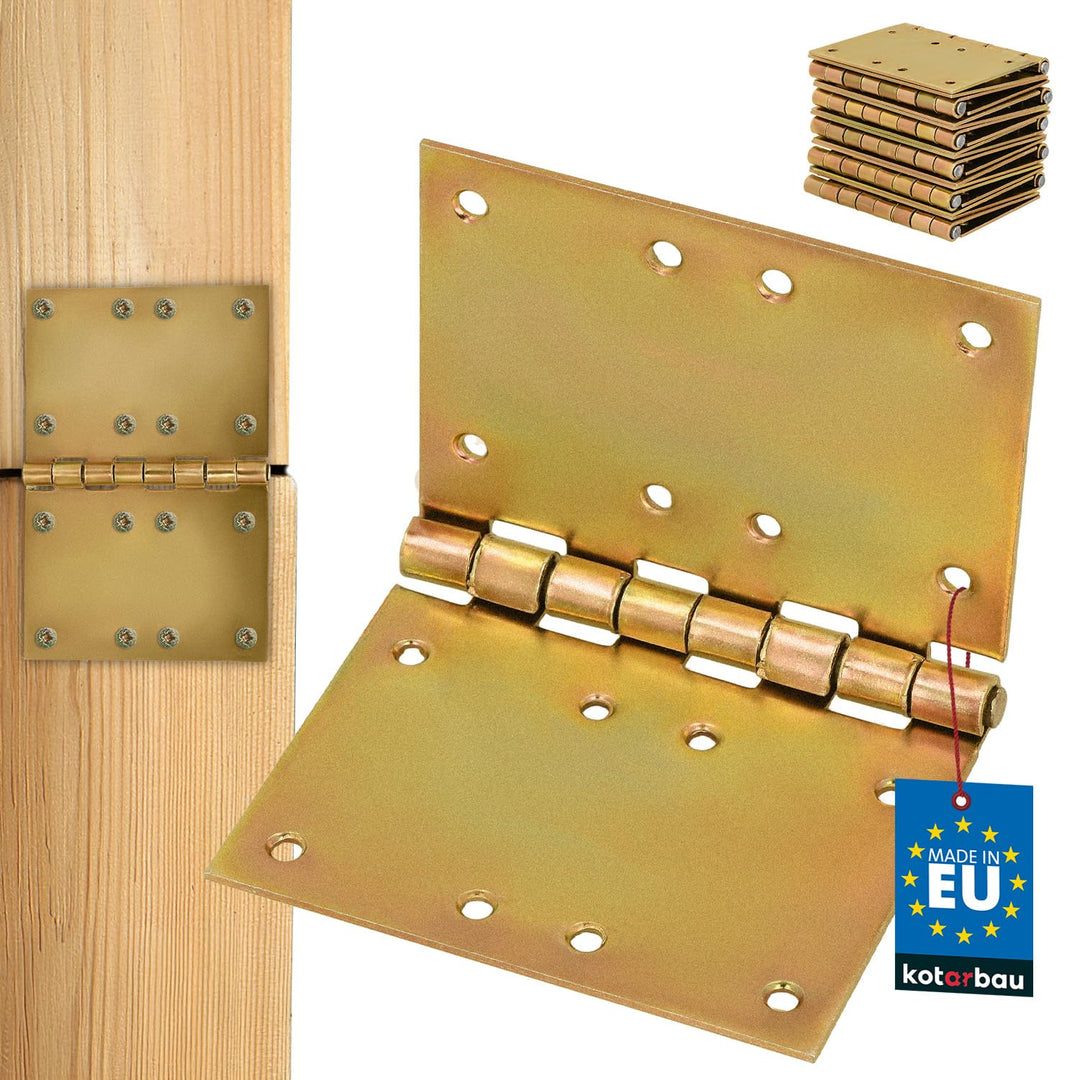 KOTARBAU® 10 Stück Türscharniere 100 mm x 150 mm Gerollt Verzinkt Gelb Kantige Scharniere Möbelband