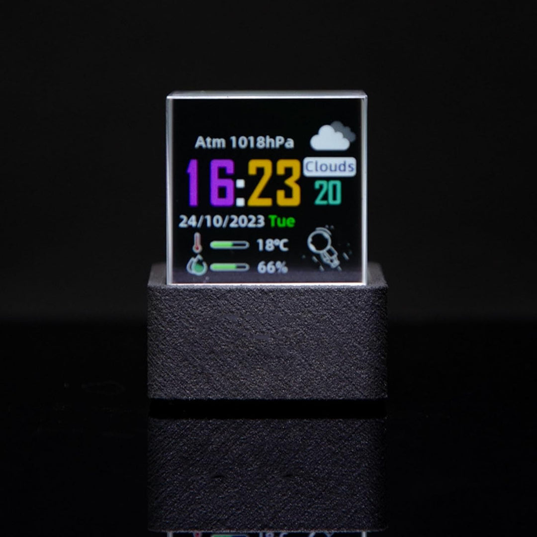 Denash Holografischer Kristallwürfel, 3D-Display und Wetteruhr mit GIF-Animationsfotoalbum und Count