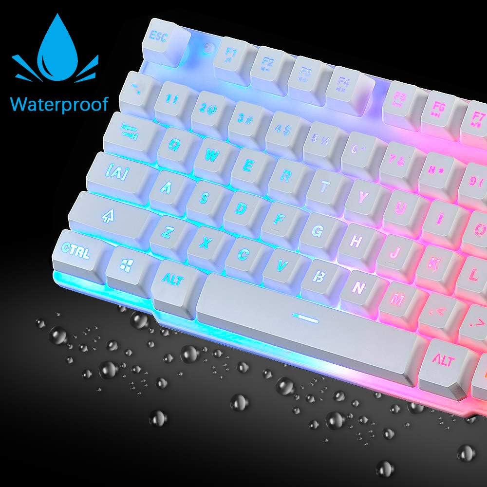 UrChoiceLtd Meyying T6 Regenbogen Hinterleuchtet Multimedia USB Spiel Tastatur + 2400DPI 6 Tasten Op