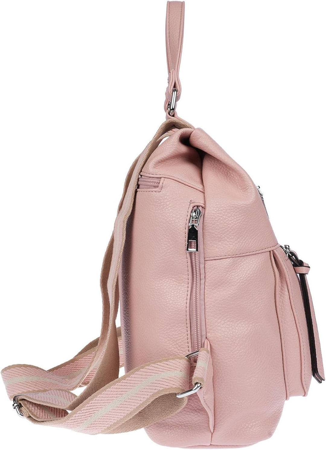 Christian Wippermann grosser Damen City Rucksack Tasche Body Bag Leder Optik Schultertasche Rose, Ro