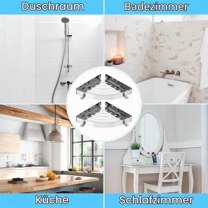 DUFU Duschregal Eckregal, Duschablage Ohne Bohren Badregal Edelstahl SUS304 Duschkorb Selbstklebend,