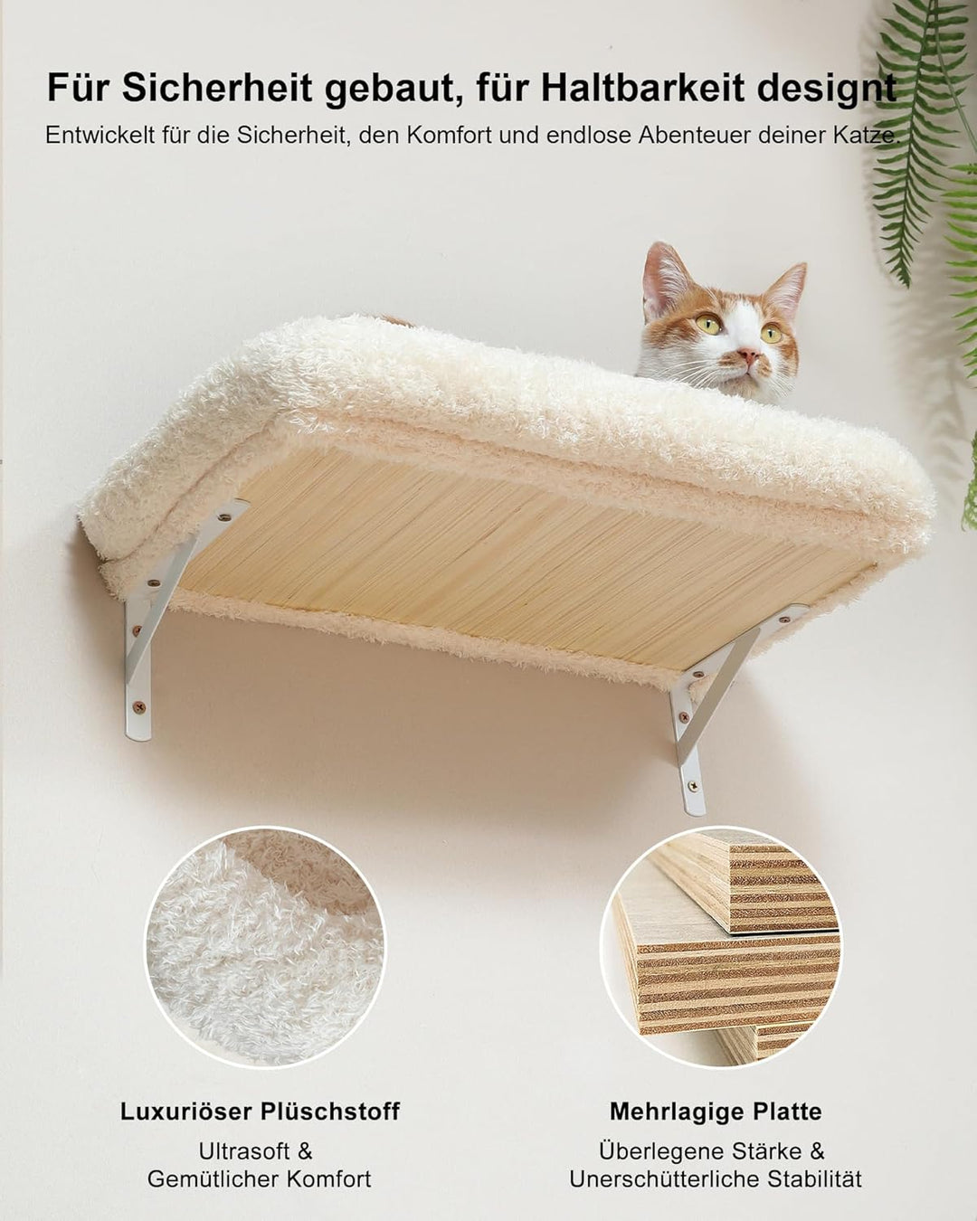 FUKUMARU Kletterwand Katzen-Set, 178 cm hoch, stabiles 3-in-1 Kratzbaum-Set aus mehrschichtigem Mass