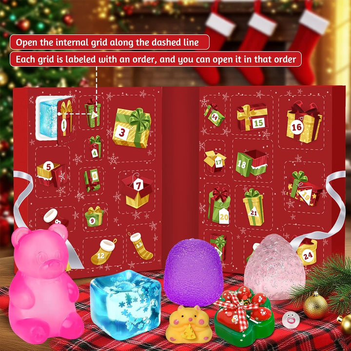 Adventskalender 2025, Fidget Toy Weihnachts Countdown Kalender, Fidget Advent Calendar mit 24 Pcs Üb