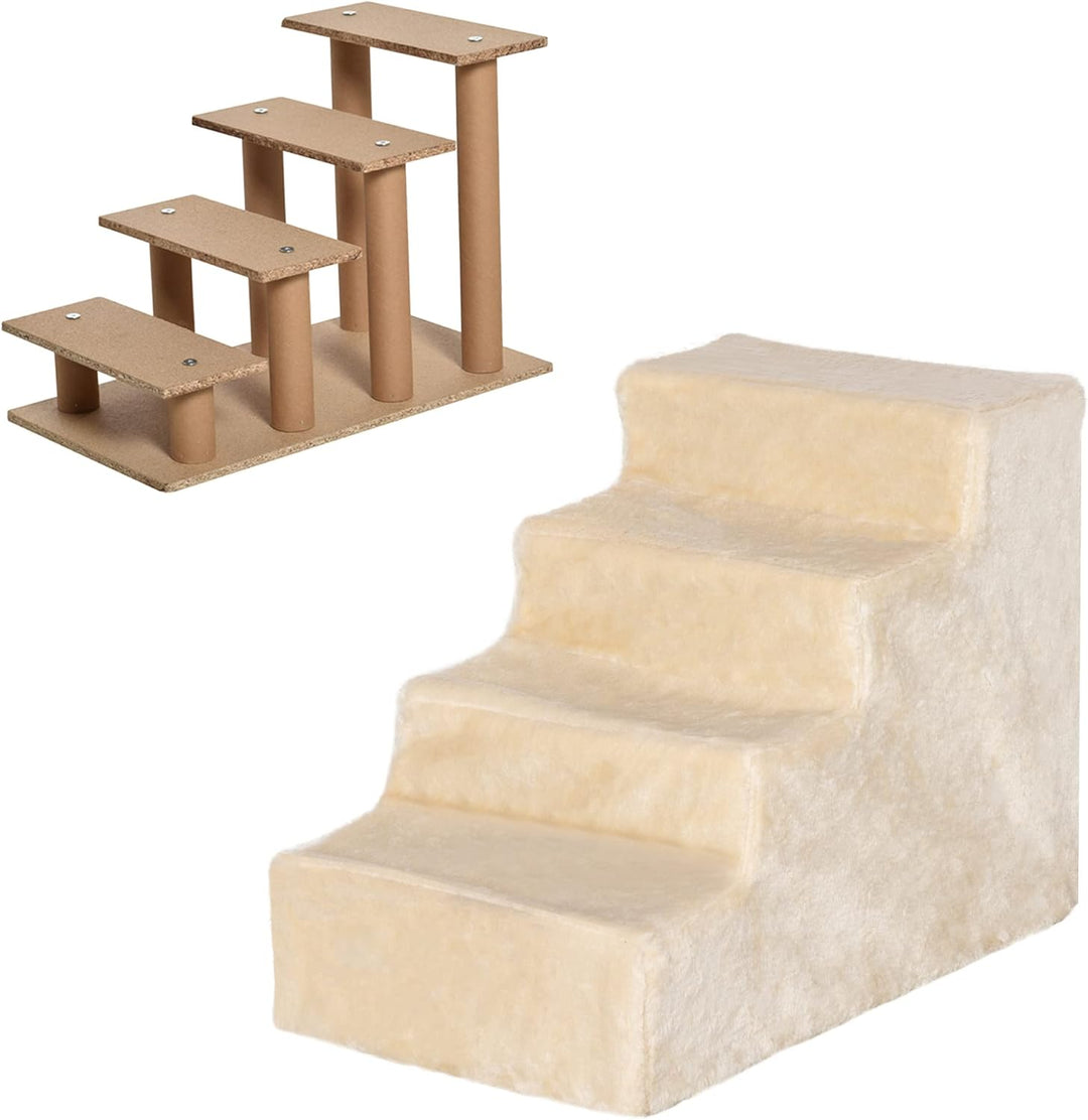 PawHut Hundetreppe 4-stufig, 35 cm Katzentreppe für Bett und Sofa, Haustiertreppe für Hunde und Katz