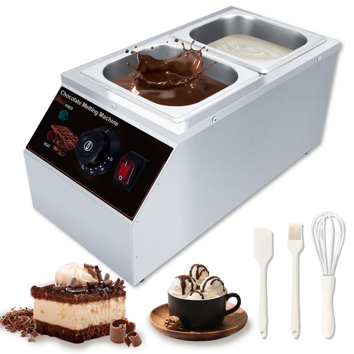 Professionelle Schokolade Temperiermaschine 600W Kommerzielle Schokobrunnen Edelstahl 2x1.55l Tanks