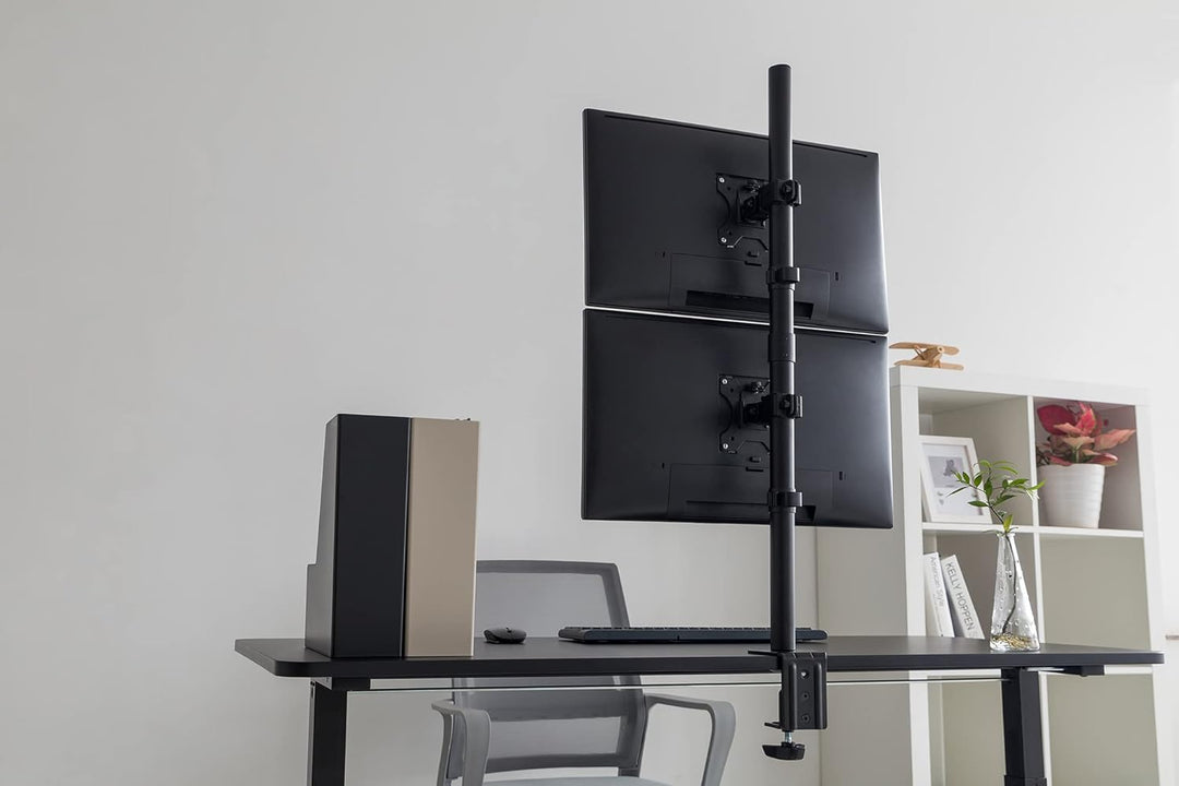 DIGITUS Monitorhalterung - Tischklemme - 2 Monitore - Vertikal - Bis 32 Zoll - VESA 75 und 100 - Sch