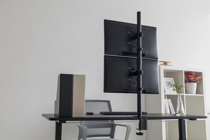 DIGITUS Monitorhalterung - Tischklemme - 2 Monitore - Vertikal - Bis 32 Zoll - VESA 75 und 100 - Sch