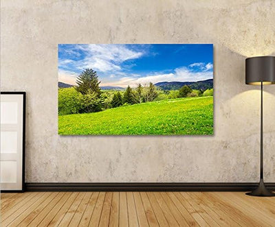 islandburner Bild Bilder auf Leinwand Wiese Bergwiese Landschaft Berge 1p XXL Poster Leinwandbild Wa