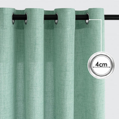 MIULEE Leinen Vorhänge mit Leinen Ringe Effekt Wohnzimmer Modern Semi-transparent Voile Vorhang Natu