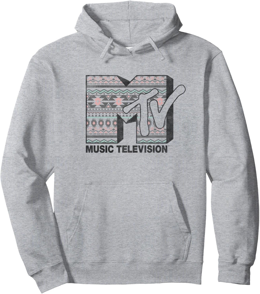 Mtv Retro Pattern Fill Pullover Hoodie