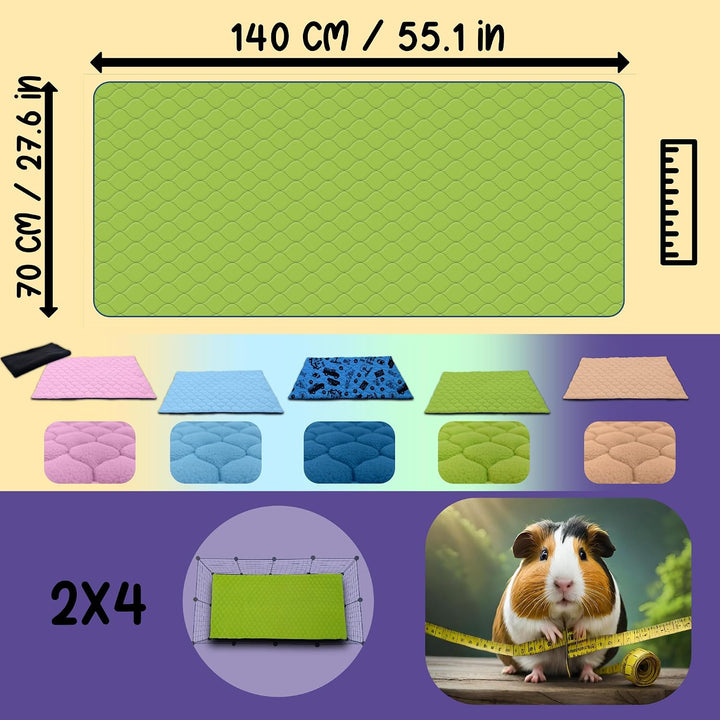 NEO SOLVO Käfig Einlage für Meerschweinchen und Kaninchen – 70 x 140 cm (2 x 4) mit abnehmbarer Flee