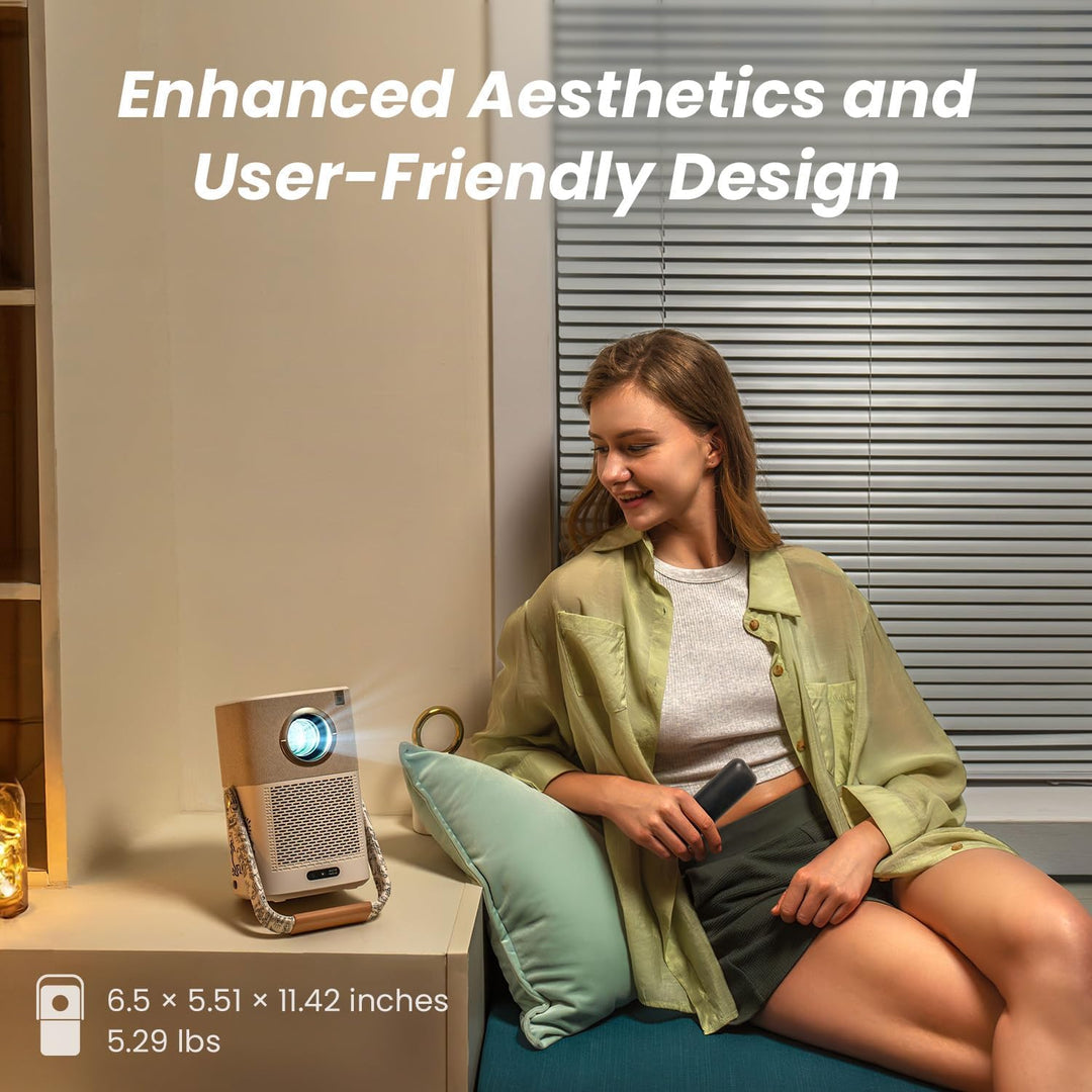 Beamer Outdoor mit wiederaufladbarem Akku, Beamer Sound von JBL, Native 1080P 450ANSI FHD Tragbarer