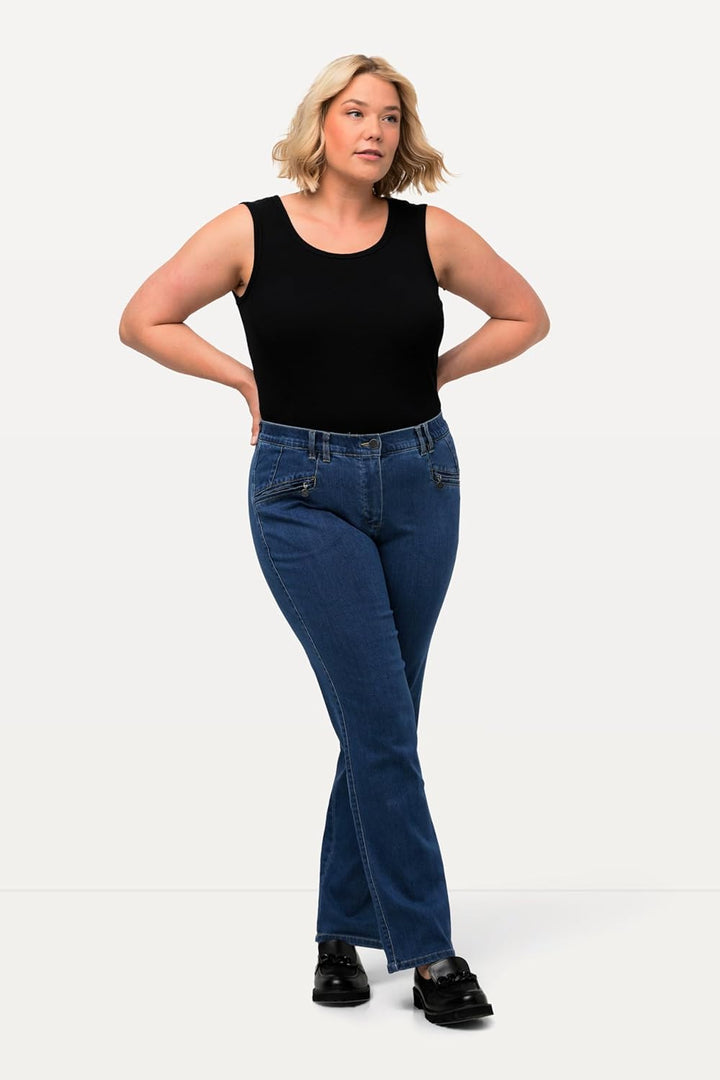 Ulla Popken Damen Mony Jeans 53W / 32L Blue Denim, 53W / 32L Blue Denim
