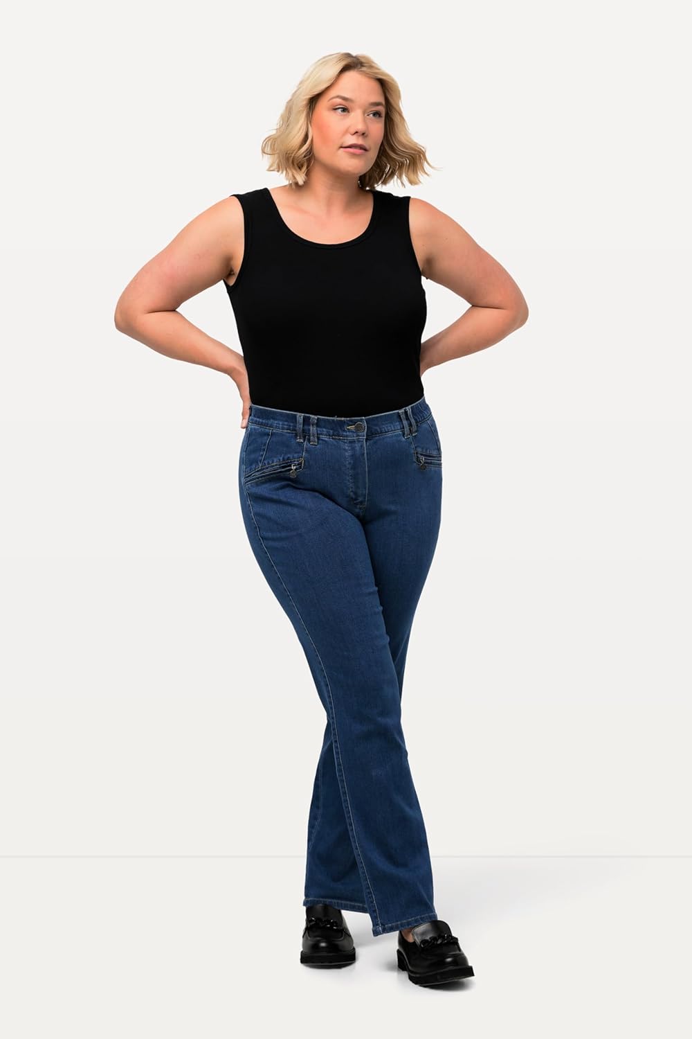 Ulla Popken Damen Mony Jeans 32W / 30L Blue Denim, 32W / 30L Blue Denim