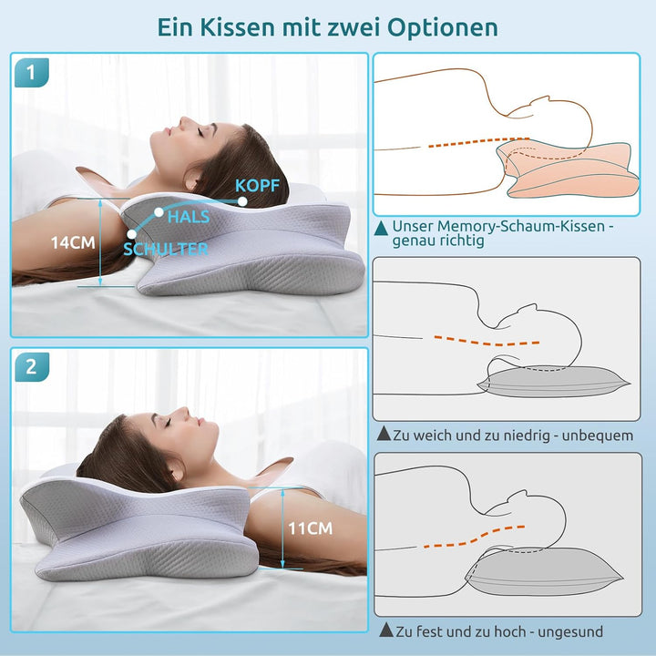 DONAMA Memory Foam Kissen ergonomisches Nackenkissen Kopfkissen Seitenschläferkissen für Seiten, Rüc