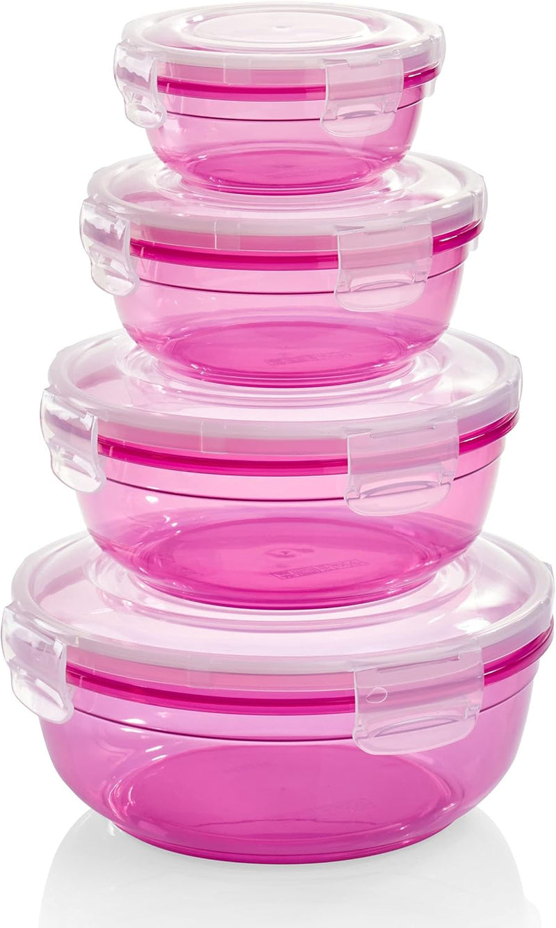 Grizzly 4er Set Frischhaltedosen (0,4L, 0,8L, 1,4L, 2,3L), rund, Kunststoff, 100% luft-/wasserdicht,