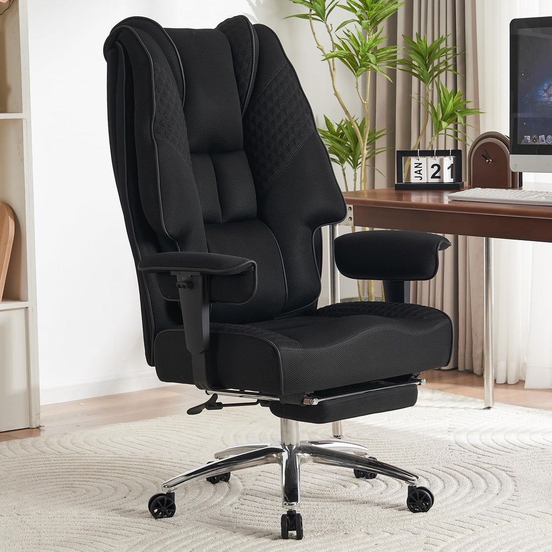 EXCEBET Schwerlast Bürostuhl 180kg - Ergonomischer Netzstuhl mit 14cm Taschenfederkern, Atmungsaktiv