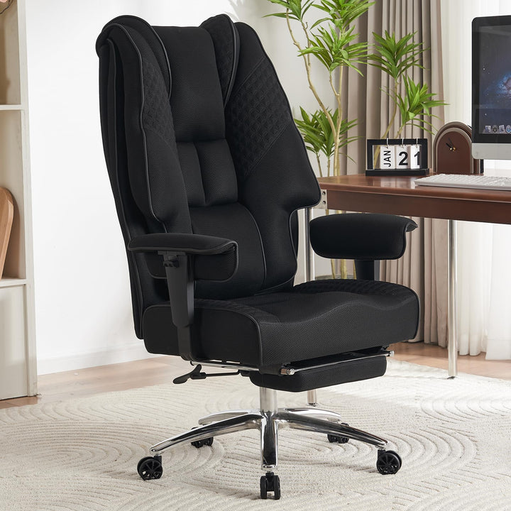 EXCEBET Schwerlast Bürostuhl 180kg - Ergonomischer Netzstuhl mit 14cm Taschenfederkern, Atmungsaktiv