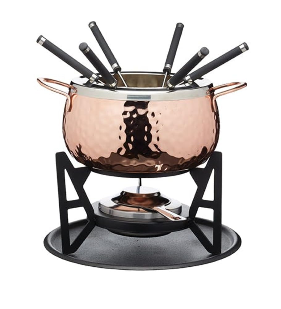 Artesà Fondue-Set, Optik wie Handgehämmertes Kupfer, Edelstahl, für 6