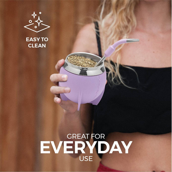 balibetov Yerba Mate Becher und Bombilla Set, inklusive Edelstahl Yerba Mate Kürbis, Premium Bombill