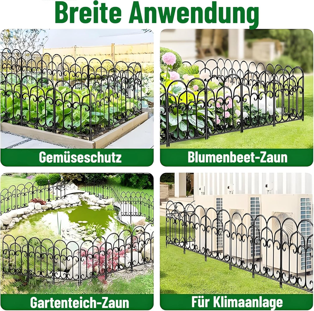 Amagabeli Beetzaun Metall 46x46cm x 5Stück Gartenzaun Metall Teichzaun Set mit Zaunelementen Gartenz