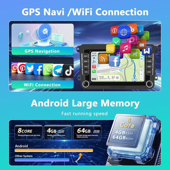 4GB+64GB Motorsi Autoradio für VW Seat/Skoda/Altea/Toledo/Leon/Altea XL mit Qualcomm Carplay/Android