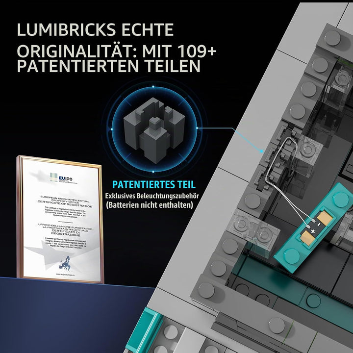 Lumibricks Neon Tech Tower Beleuchtetes Klemmbaustein-Set, 2227 Teile Cyberpunk-Wolkenkratzer mit 27